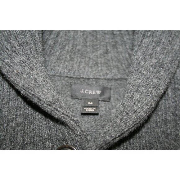 J.Crew 100% Lambswool 2-Button Shawl Collar Sweater Gray Mens M Heritage Preppy - Picture 2 of 8